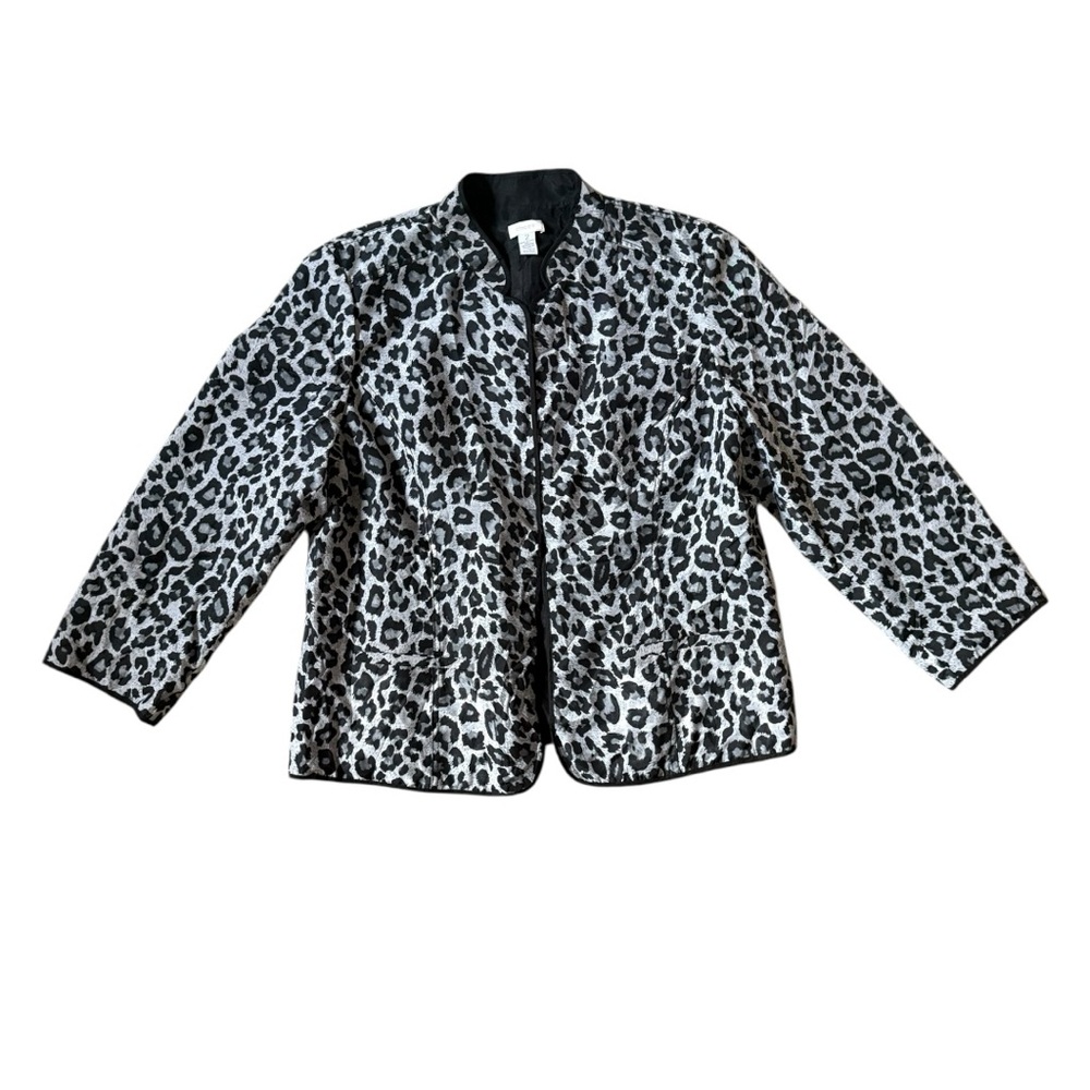 Chicos Reversible Light Jacket Size Large Gray Bl… - image 1